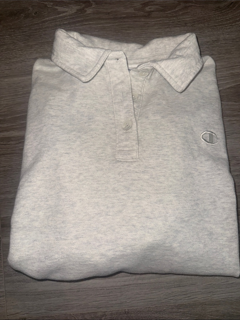 Champion Heather Gray Polo Sweatshirt with Embroidered Logo